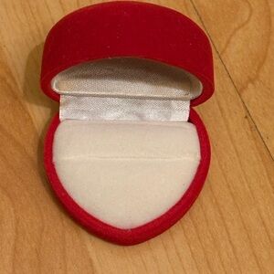 Red Heart Velvet Ring Box